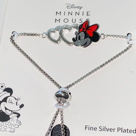 DISNEY Minnie Adjustable Silver Heart Bracelet - Picture 3 of 8